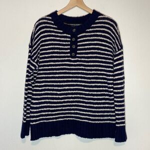 American Eagle Outfitters Navy & White Button Collar Pullover Sweater Sz Small